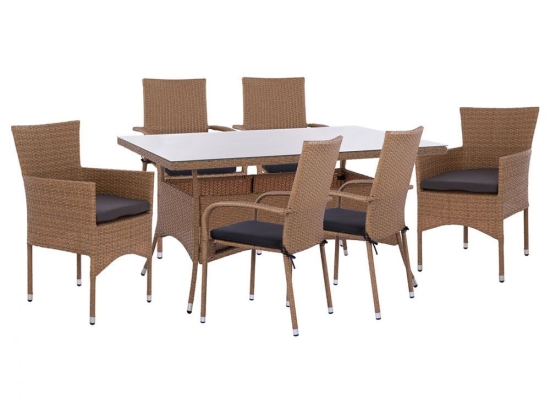 Τραπεζαρία Κήπου (Σετ 7Τμχ) HM11715.02 150x90x75cm Beige 6 Θέσεων