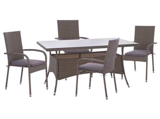 Τραπεζαρία Κήπου (Σετ 5Τμχ) HM11713.01 150x90x75cm Grey 4 Θέσεων