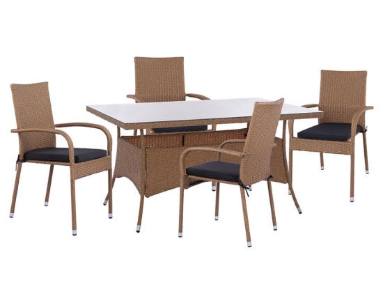 Τραπεζαρία Κήπου (Σετ 5Τμχ) HM11713.02 150x90x75cm Beige-Brown 4 Θέσεων