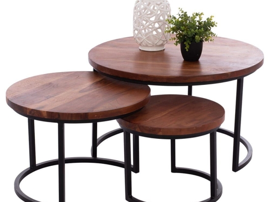 Ζιγκόν Obi (Σετ 3Τμχ) HM9255 78x78x47cm Walnut-Black