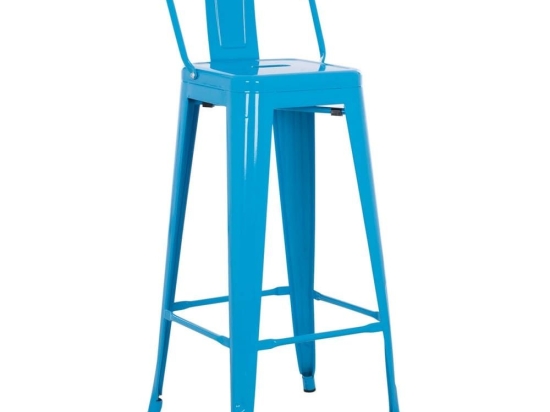 Σκαμπώ Μπαρ Melita HM8643.08 Με Πλάτη 43x43x100cm Blue Μέταλλο