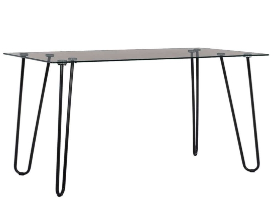 Τραπέζι Jaala HM9011 130x70x75cm Black-Clear Μέταλλο,Γυαλί