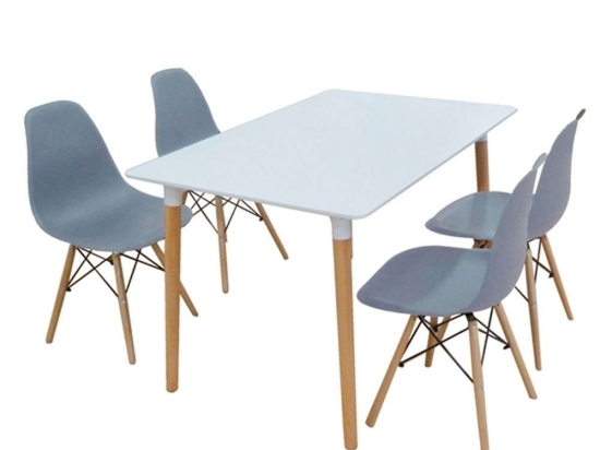 Σετ Τραπεζαρίας Loft (Σετ 5Τμχ) 20.9901 120x80x72cm Grey-White 4 Θέσεων Ξύλο,Πολυπροπυλένιο