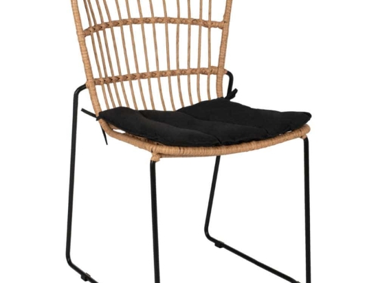Καρέκλα HM5866.01 Με Μαξιλάρι & Rattan 51,5x58x86cm Natural-Black