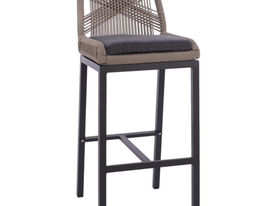 Σκαμπό Μπαρ HM5791.11 Με Μπεζ Σχοινί 46x53x100cm Grey