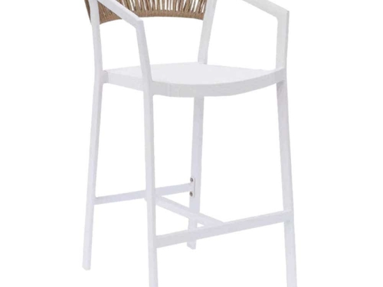 Σκαμπό Με Μπράτσα & Πλάτη Rattan HM5892.02 56x59x106cm Textline White