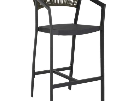 Σκαμπό Με Μπράτσα & Πλάτη Rattan HM5892.04 56x59x106cm Textline Anthracite
