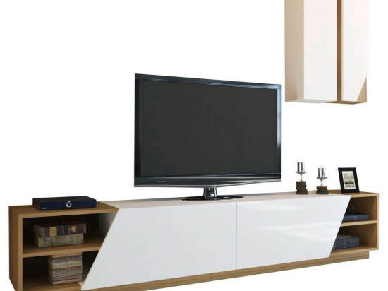 Έπιπλο Τηλεόρασης HM9439.01 240x37,5x47cm Walnut-White Μελαμίνη