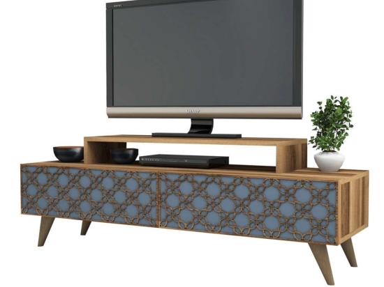 Έπιπλο Τηλεόρασης HM9510.02 140x41,8x48,8cm Walnut-Ciel Μελαμίνη