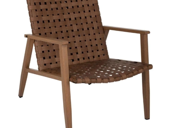 Πολυθρόνα Δέρμα-Look HM5868.01 Όψη Ξύλου 63,5x75,5x77cm Μέταλλο-Rattan Brown Rattan, Μέταλλο