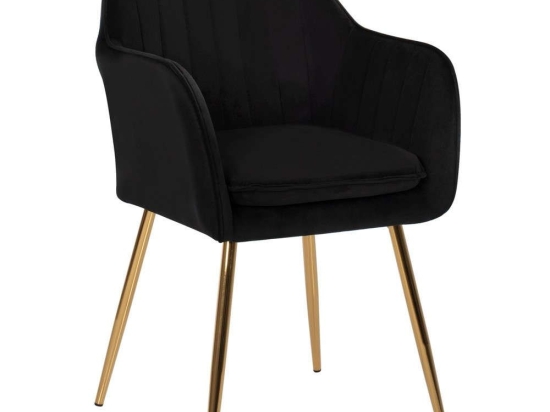 Πολυθρονάκι Sawyer HM8523.04 Βελούδινη Με Πόδια 55x60x83cm Black-Gold Βελούδο, Μέταλλο