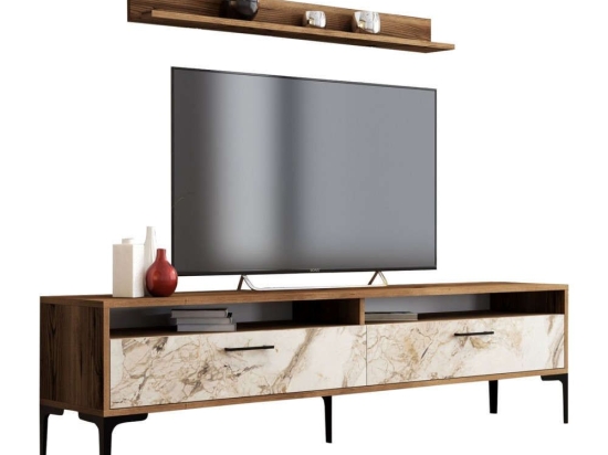 Σύνθεση Τηλεόρασης HM9517.04 180x35x47cm Walnut-White Μελαμίνη