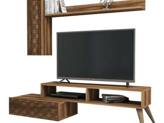 Σύνθεση Τηλεόρασης (Σετ 2Τμχ) HM9518.03 150x37,2x37,8cm Walnut Μελαμίνη