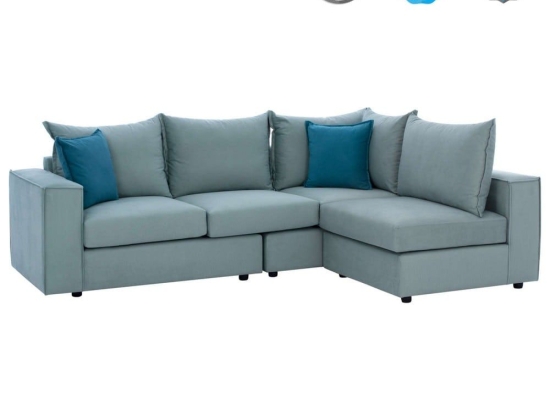 Καναπές Γωνία Monza HM3256.08 Πολυμορφικός 265x195x98cm Αλέκιαστο Ύφασμα Mint-Petrol Ύφασμα