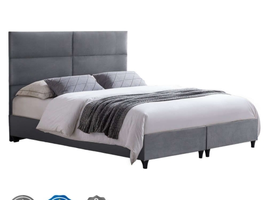 Κρεβάτι Milo HM616.10 Για Στρώμα 160x200cm Βελούδινο Grey Διπλό Βελούδο