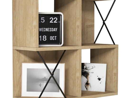 Ραφιέρα Τοίχου HM9520.01 60x24x60cm Natural-Oak Μελαμίνη,Μέταλλο