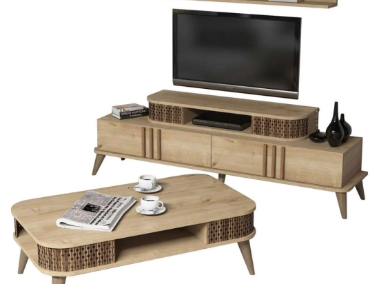 Σύνθεση Σαλονιού (Σετ 2Τμχ) HM11848.01 Natural-Oak