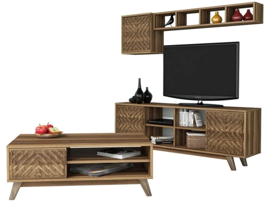 Σύνθεση Σαλονιού (Σετ 2Τμχ) HM11853.01 Walnut Μελαμίνη