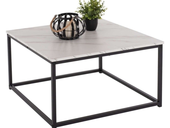 Τραπέζι Σαλονιού Braylen HM8942.12 Τετράγωνο 75x75x43cm Όψη Μαρμάρου White Μελαμίνη,Μέταλλο