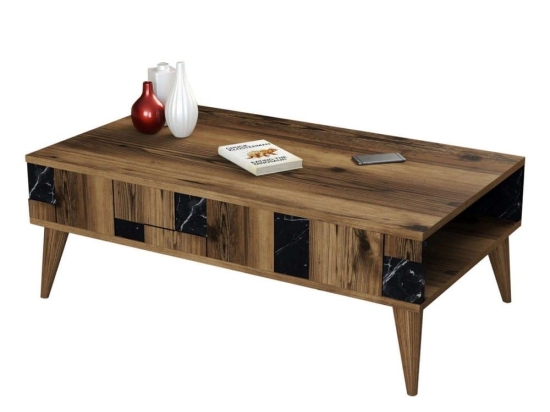 Τραπέζι Σαλονιού HM9504.02 105x60x37,6cm Walnut-Black Melamine