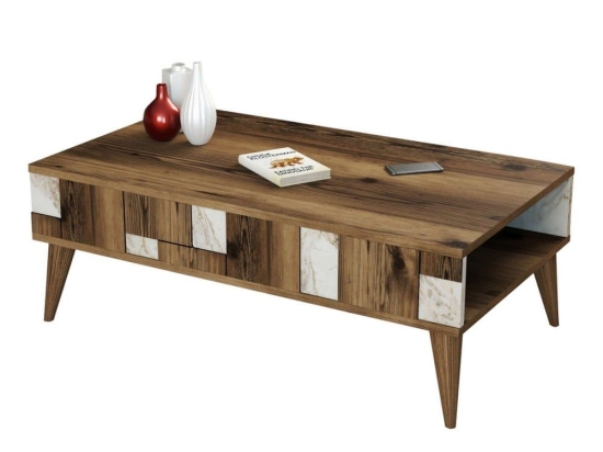 Τραπέζι Σαλονιού HM9504.03 105x60x37,6cm Walnut-White Μελαμίνη