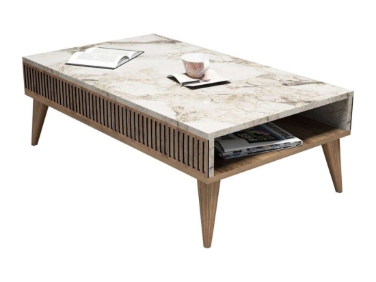 Τραπέζι Σαλονιού HM9505.03 105x60x34,6cm Walnut-White Μελαμίνη