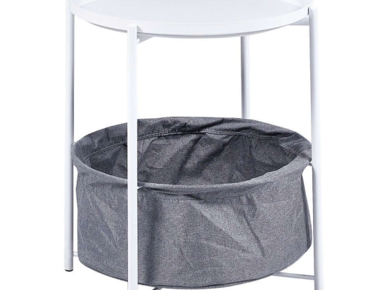 Τραπεζάκι Βοηθητικό HM9472.02 Φ42x52cm White-Grey Μέταλλο,Ύφασμα