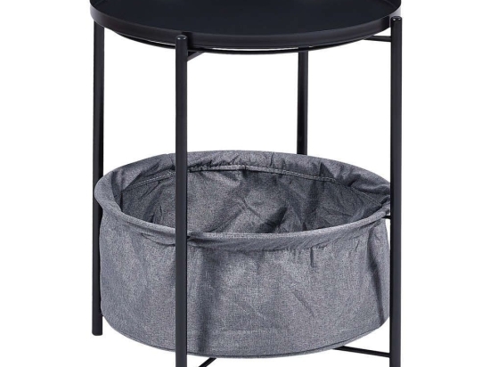 Τραπεζάκι Βοηθητικό HM9472.01 Φ42x52cm Black-Grey Μέταλλο,Ύφασμα