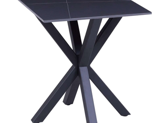 Τραπεζάκι Βοηθητικό Σαλονιού HM9471.04 50x50x55cm Με Μαύρη Μεταλλική Βάση Black Μέταλλο, Κεραμικό
