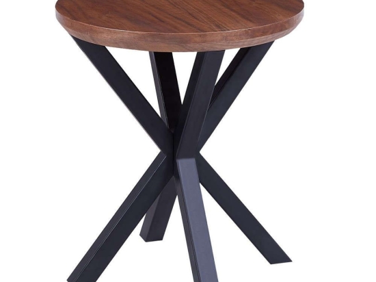 Τραπεζάκι Βοηθητικό Στρογγυλό HM9473.02 Φ50x55cm Με Μαύρη Μεταλλική Βάση Mdf Walnut Μέταλλο,Ξύλο