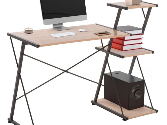 Γραφείο HM9317 Με Μαύρη Μεταλλική Βάση 116x48x89,5cm Oak