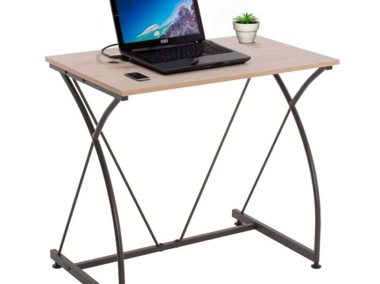 Γραφείο HM9318 Με Μαύρη Μεταλλική Βάση 80x50x73cm Oak