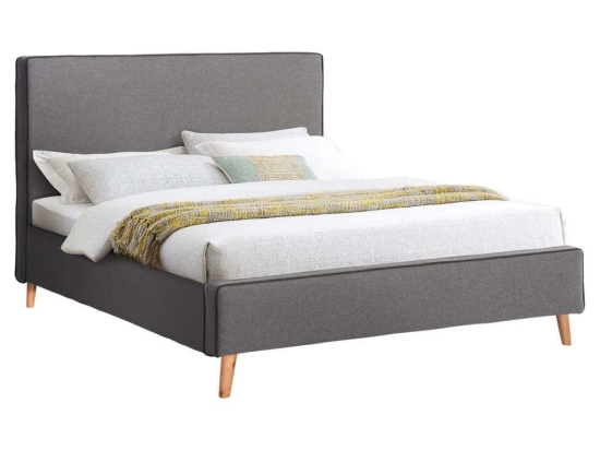 Κρεβάτι Indra HM662.01 Για Στρώμα 160x200cm Ρέλι Dark Grey & Ύφασμα Grey Διπλό Ξύλο,Ύφασμα