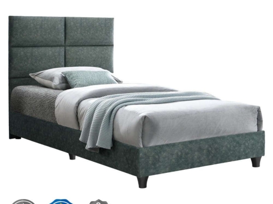 Κρεβάτι Milo HM652.27 Για Στρώμα 90x200cm Με Ύφασμα Nubuck Green Μονό