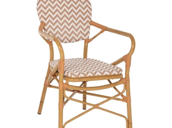 Πολυθρόνα Bamboo Look HM5928.03 55x58x95cm Natural Beige-White