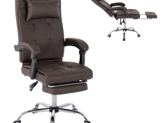 Πολυθρόνα Γραφείου Διευθυντική HM1057.19 Με Πτυσσόμενο Υποπόδιο 58x71x128cm Brown