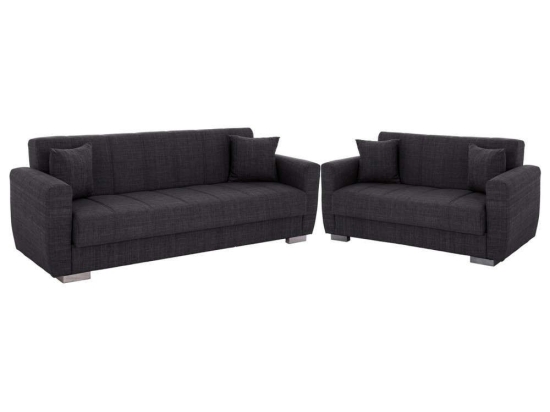 Σαλόνι Portman HM11747.03 (Σετ 2Τμχ) Διθέσιος & Τριθέσιος Dark Grey Ύφασμα