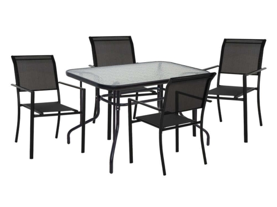 Τραπεζαρία (Σετ 5Τμχ) HM11840 Τραπέζι 110x60cm & 4 Πολυθρόνες Textline Black 4 Θέσεων
