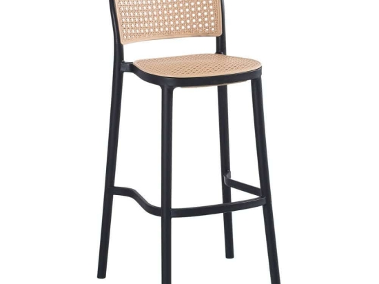 Σκαμπό Μπαρ HM5939.02 Με Πλάτη 41x53x103cm Black-Beige