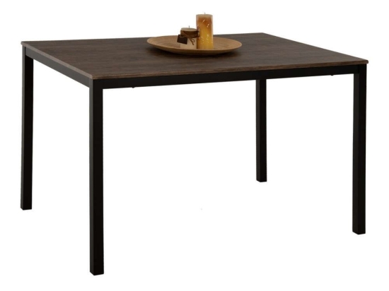 Τραπέζι Τραπεζαρίας Goose HM9532 120x80x75cm Walnut-Black Mdf,Μέταλλο