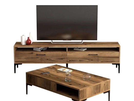 Σύνθεση Σαλονιού (Σετ 3Τμχ) HM11856.01 Walnut Μελαμίνη