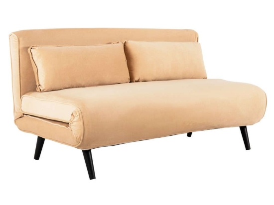 Καναπές-Κρεβάτι Asma HM3077.17 Διθέσιος 142x96x74cm Βελούδο Beige Βελούδο