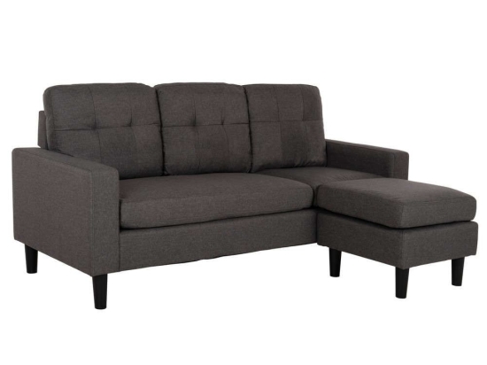 Καναπές Γωνία Τριθέσιος HM3237.01 182x122x90cm Με Ψηλά Πόδια Grey-Black Ύφασμα