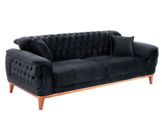 Καναπές-Κρεβάτι Bennington HM3249.01 Τριθέσιος 240x95x80cm Black Βελούδο