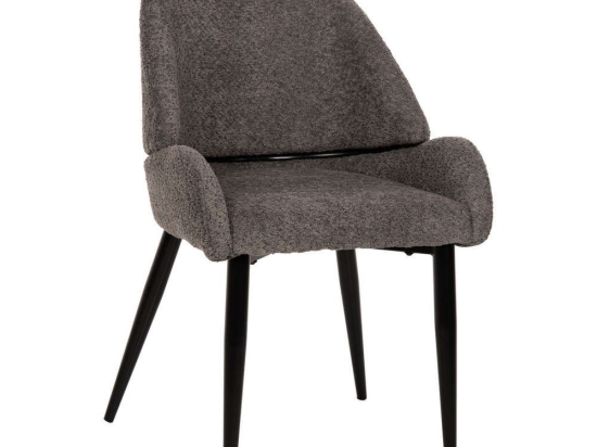 Καρέκλα Sarky HM8585.01 55x62x89cm Με Μαύρα Μεταλλικά Πόδια & Μπουκλέ Ύφασμα Grey Μέταλλο,Ύφασμα