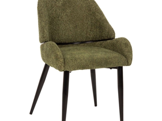 Καρέκλα Sarky HM8585.03 55x62x89cm Με Μαύρα Μεταλλικά Πόδια & Μπουκλέ Ύφασμα Green Μέταλλο,Ύφασμα
