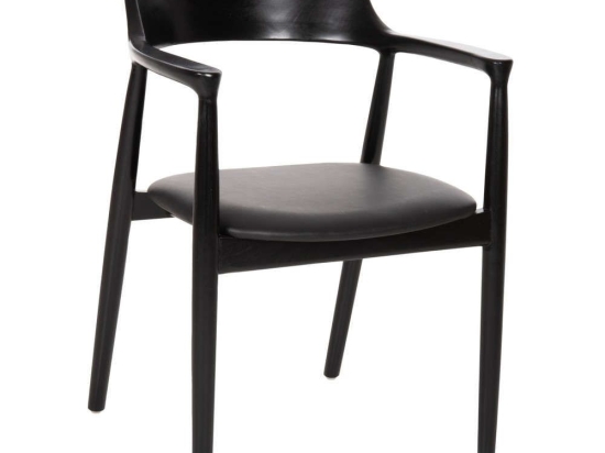 Πολυθρόνα Τραπεζαρίας Kween HM9634.02 58x53x80cm Από Ξύλο Μαόνι & Vinyl Black Ξύλο,Τεχνόδερμα