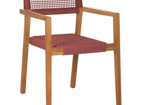 Πολυθρόνα Charlotte HM9637.06 59x54x83cm Ξύλο-Σχοινί Teak-Pink Ξύλο,Σχοινί