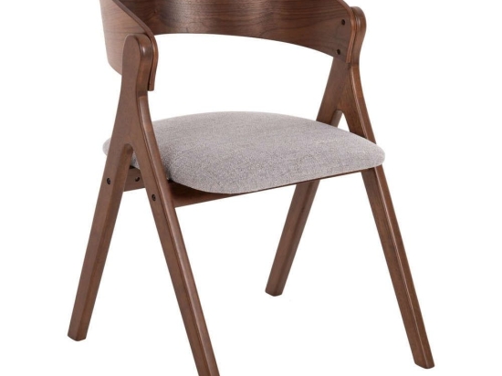 Καρέκλα Nekker HM9739.01 56x55x78cm Ύφασμα & Rubberwood Walnut-Grey Rubberwood,Ύφασμα