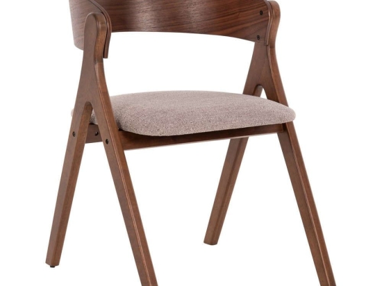 Καρέκλα Nekker HM9739.02 56x55x78cm Ύφασμα & Rubberwood Walnut-Beige Rubberwood,Ύφασμα